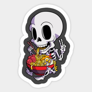 Kawaii Japanese Ramen Skeleton Halloween Anime Food Lovers Sticker